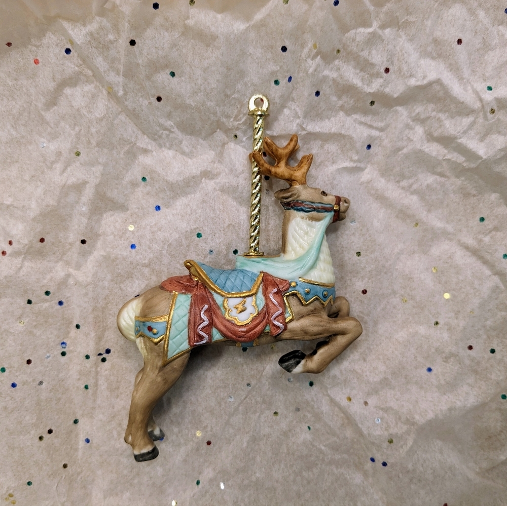 Lenox 1989 Carousel Collection Porcelain Reindeer Ornament